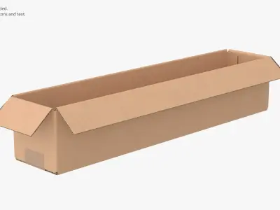 Cardboard Box 50x10x10 Open 3D model