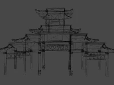 Japanese Gate Low-poly 3D model purchase