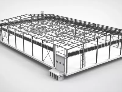 Industrial Metal Hangar 3D model Textured