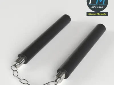 Nunchaku pair of weights with chains 3D model