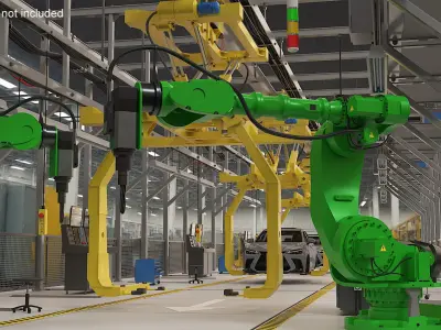 Robotic Arm for Precision Drilling Green Rigged for Maya 3D model