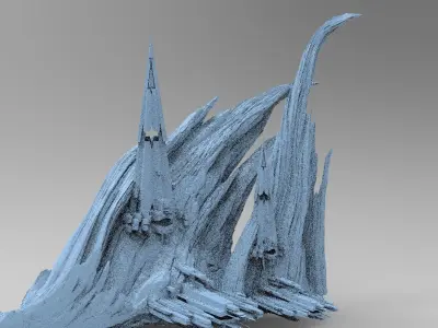 Sci fi Alien Cliff bridge Spikes 3D model