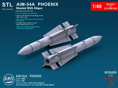 AIM-54A Phoenix - Scale 1-48 NEW 3D print model