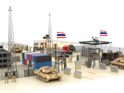 Thailand Military Base Low-poly 3D model