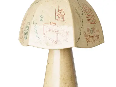 Zara Home ceramic table lamp with hand-painted motif 3D model