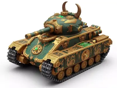 Dragon Forged Fantasy Tank 3D Model Ornate War Machine Low-poly 3D model