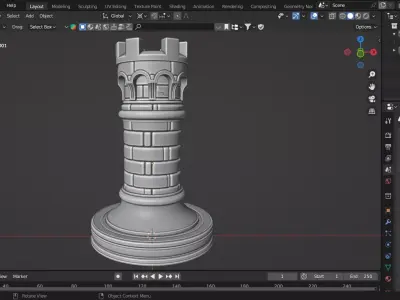 Medieval Roman Rook Chess Piece 3D print model