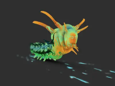 Horned Devil Caterpillar Low-poly 3D model