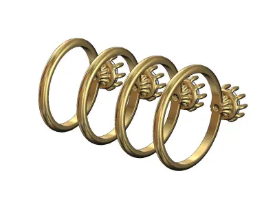 Crown setting 6mm diamond ring US sizes 6to9  3D print model