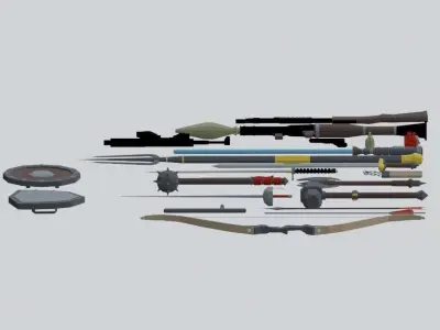 Low Poly Guns Pack 85 in 1 Low-poly 3D model