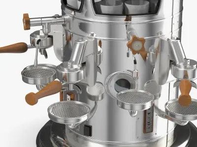  Retro Espresso Machine With Empty Cups Chrome 