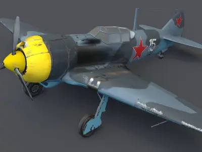LA-5FN WWII Soviet Fighter Aircraft Low-poly 3D model