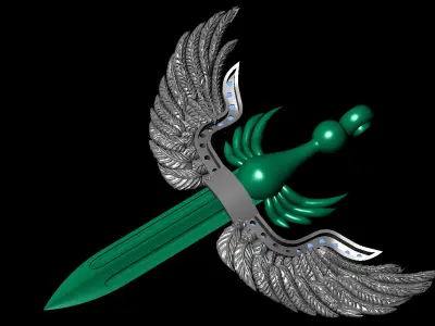 Sword Skull Pendant 3D model