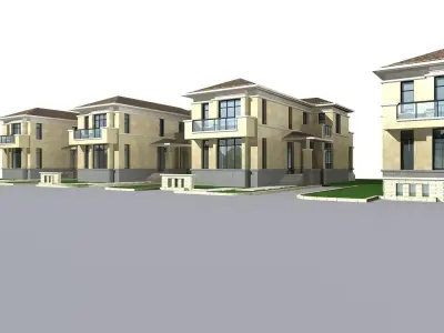 Villa three residential buildings 3D model