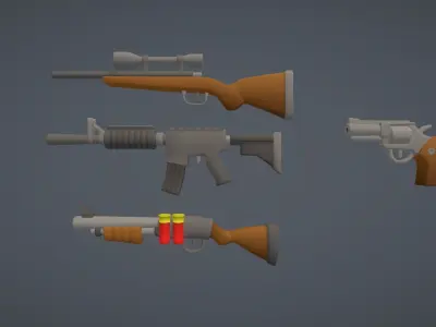 Poly World - Toon Guns Low-poly 3D model