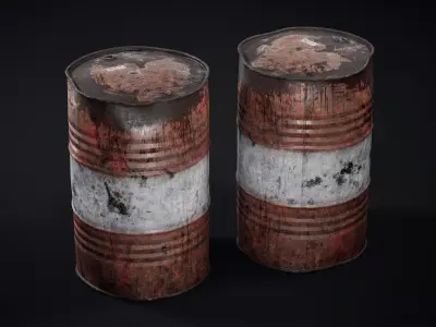 Metal Barrel Used Low-poly 3D model