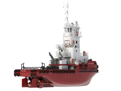 Articulated tug boat Red 3D model