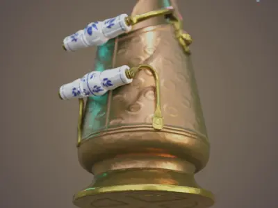 5 gallon copper coal bucket Low-poly 3D model