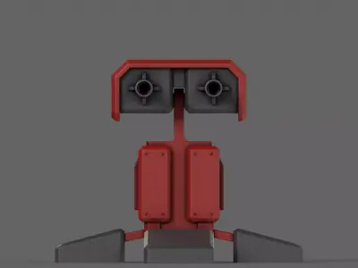 PBR Turret Gun 05 Red Low-poly 3D model