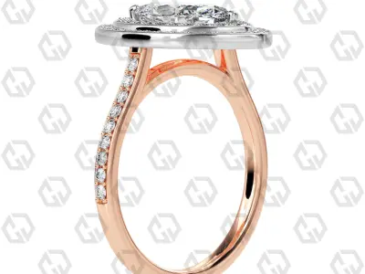Ring 205 Marquise Shape Cathedral Double Halo pave set with Gems 3D print model