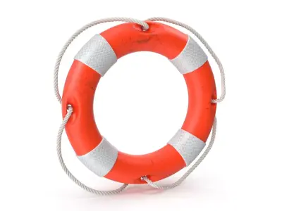 Orange Lifebuoy Low-poly 3D model