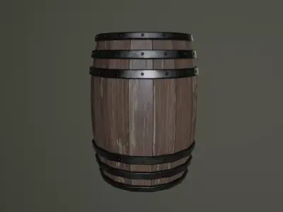 Medieval Wooden Barrel v1 Low-poly 3D model