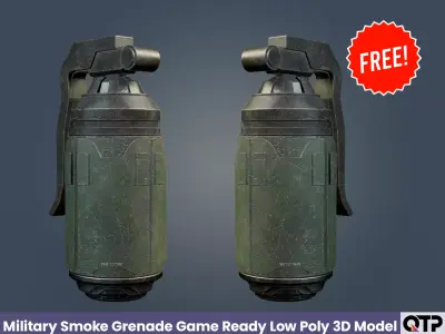 Military Smoke Grenade Game Ready Low Poly 3D Model Free low-poly 3D model