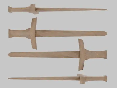 Wooden weapons Free low-poly 3D model