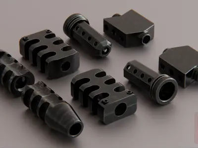 PBR Muzzle Collection low-poly 3d model two plastic parts for... Low-poly 3D model