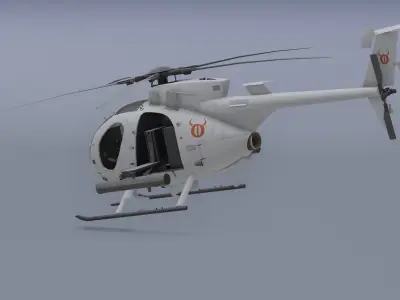 Ah-6j- Helicopter  Low-poly 3D model