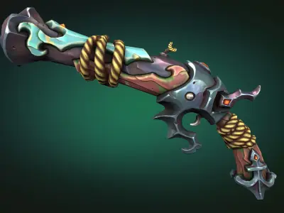 Coastal pistol Low-poly 3D model