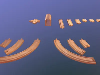 Wooden Toy Train - Tracks Low-poly 3D model