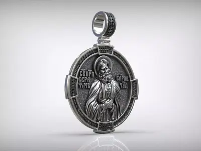 Saint Seraphim of Sarov Antique Relief Medallion 3D print model