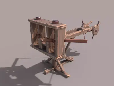 Low poly Stylized Ballista Low-poly 3D model