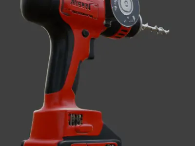 Drill Machine Game-Ready 3D Model with PBR Textures Low-poly 3D model