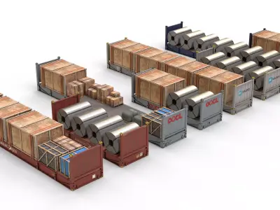Flat Rack Containers 3D model