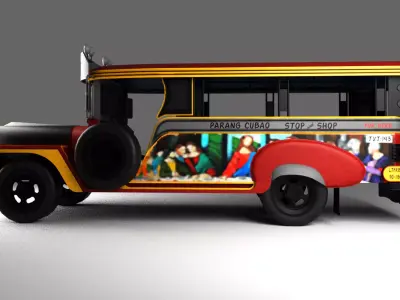 Jeepney 3D Model  Traditional Philippine Public Transport Low-poly 3D model