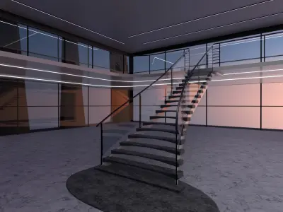 Futuristic mall Ladder future exhibition interior and exterior 3D model