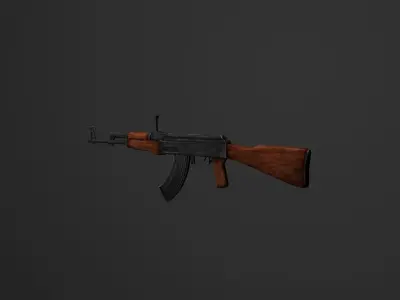 AK-47 Gun Realistic 3D Model rig Low-poly 3D model