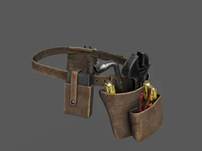 WorkerToolbelt tool belt with tools in it Low-poly 3D model