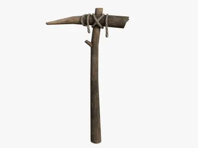 Wooden Pickaxe Low-poly 3D model