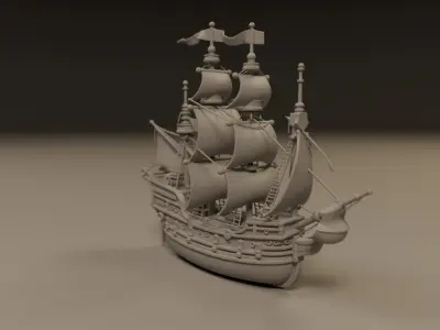 wooden ship 3D print model 3D Print Ready