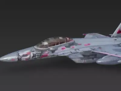 Graffiti Skull Fighter Jet 3D Model Urban Combat Ace Low-poly 3D model