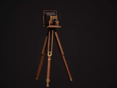 Vintage plate camera Low-poly 3D model