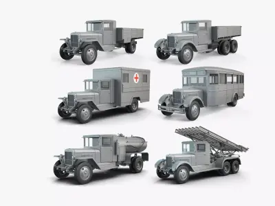 ZiS Trucks High-Poly Collection 3D Model Pack