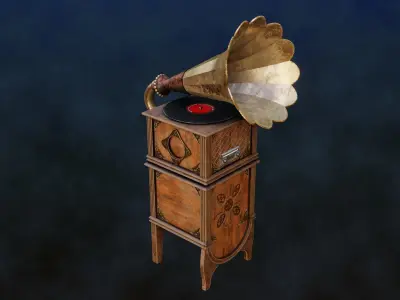 Rustic Series Old Gramophone Low-poly 3D model