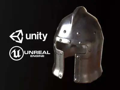 Medieval Steel Helmet - PBR Game Ready Low-poly 3D model