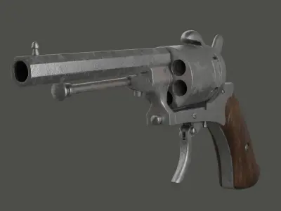 Revolver - textured - clean topology Free 3D model