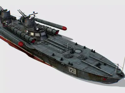 USSR torpedo boat project 123 BIS Komsomolets Low-poly 3D model