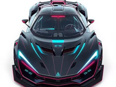 Sci-Fi Cyberpunk Hypercar Concept 3D Model Low-poly 3D model